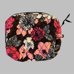 VERA BRADLEY Retired Print Mocha Rouge Floral Quilted Cosmetic Bag